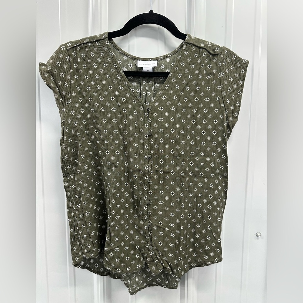 Liz Claiborne Sage Green Floral Blouse